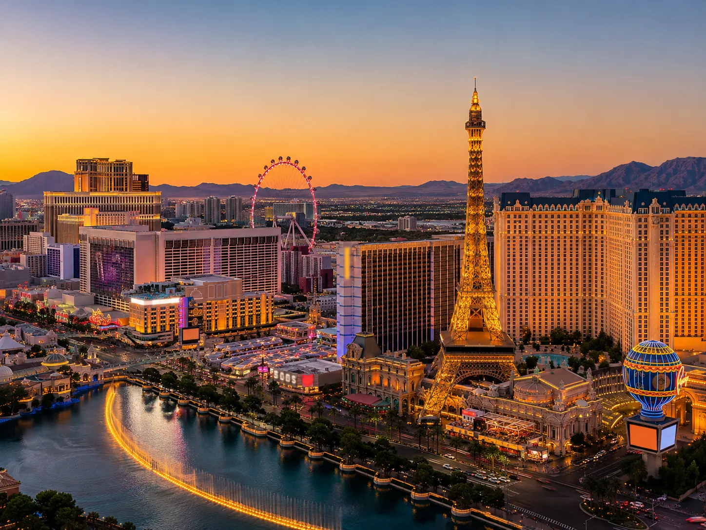 Las Vegas Nevada Strip Skyline Sunset
